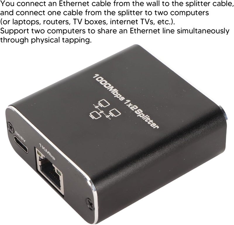 Yoidesu ETAP-2003 10/100/1000Base T Gigabit Ethernet Network TAP, Powerful Aluminum Alloy Ethernet Splitter, Supports 1000Mbps, Simultaneous Internet Access for PCs and Laptops - Image 2